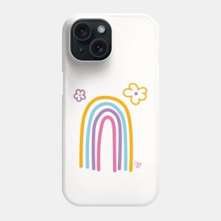 Flowers and a big rainbow Phone Case