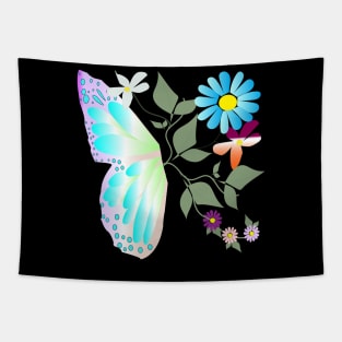 Spring heart, flowers and butterflies Tapestry