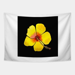 Yellow Hibiscus Flower with a black background Tapestry