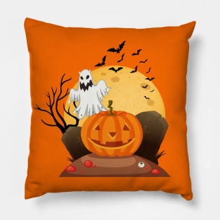 Happy Halloween Fright Fest Ghosts and Pumpkins - NYC Stitch Studio Pillow