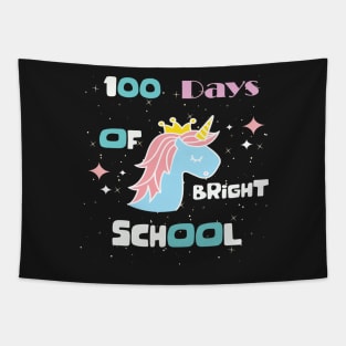 100 Days of Bright School Unicorn Shirt for Teacher or Child Tapestry