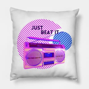 Just Beat It 80's Boom Box Pillow