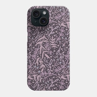 Botanicals and Dots - Hand Drawn Design -Purple, Mauve, Slate Grey Phone Case