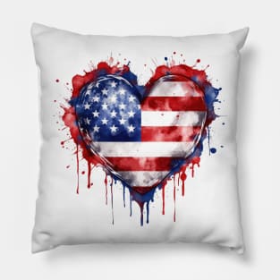 American Flag Heart Pillow