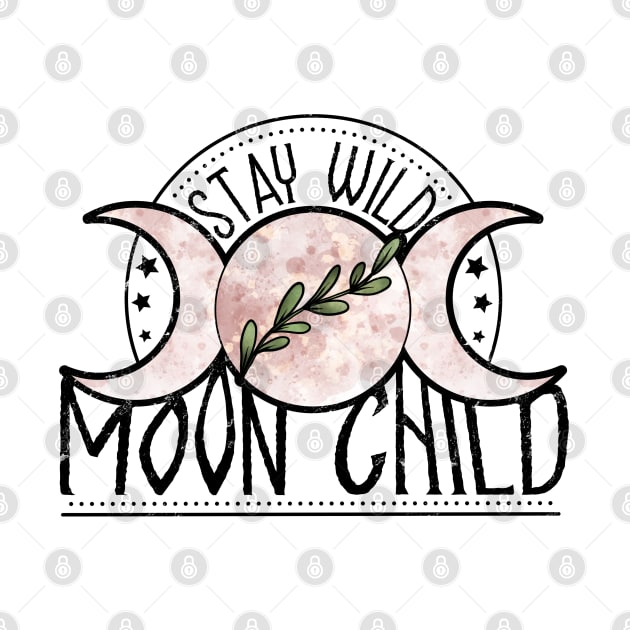 Stay wild moon child, moon phases goddess design by gaynorcarradice