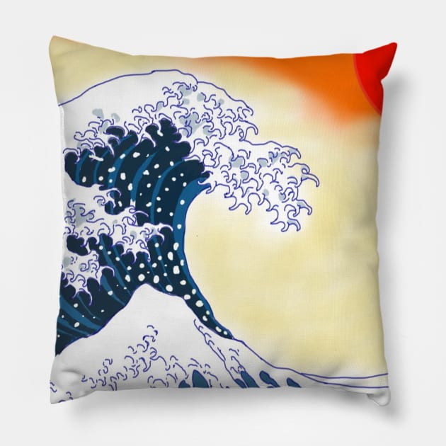 Japanese waves Pillow by RainbowCatfish