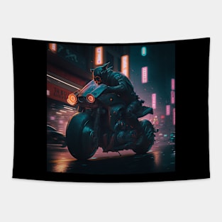 Cyberpunk motorcycle Tapestry