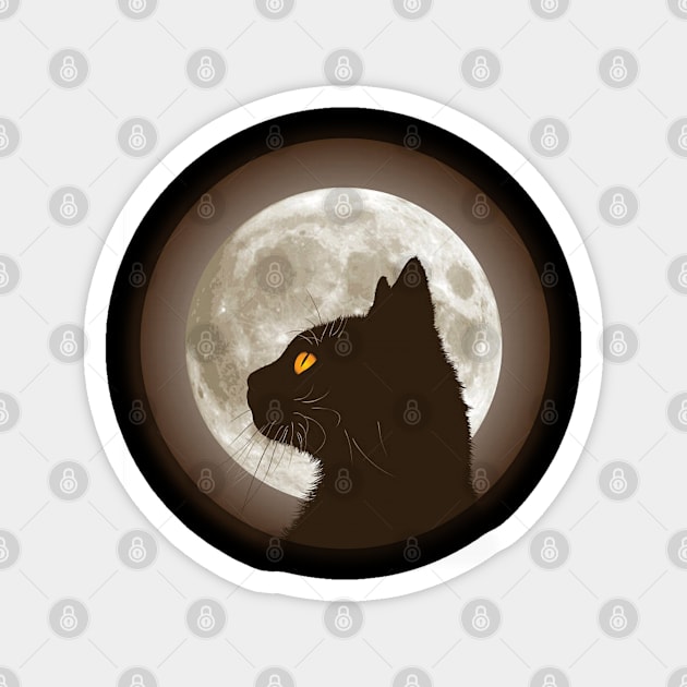 Black cat and moon Magnet by  Memosh Everything 