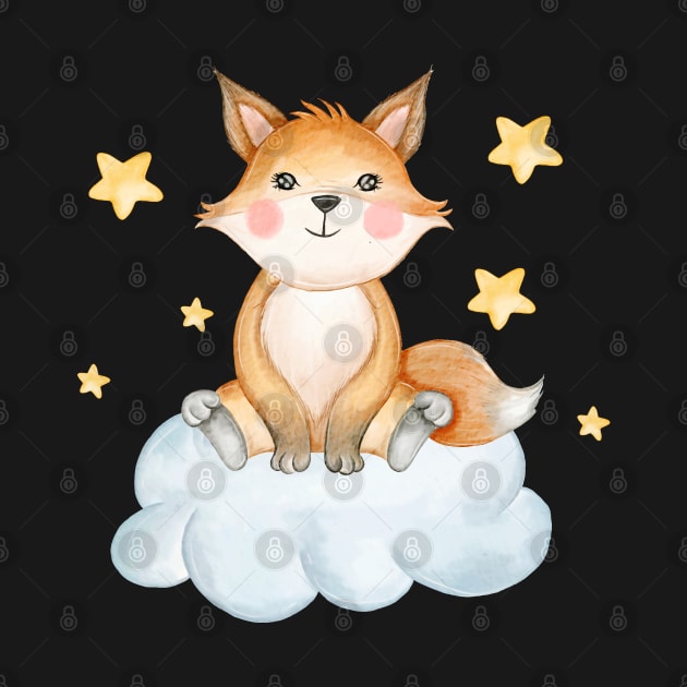 Fox Sitting On Cloud by Mako Design 