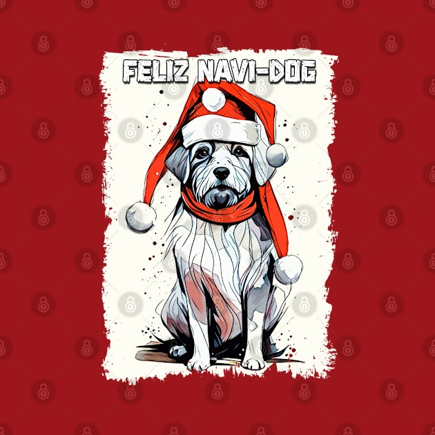 Funny Christmas Quote Cute Santa Claus Dog Illustration for Pet Lovers and Owners by Naumovski