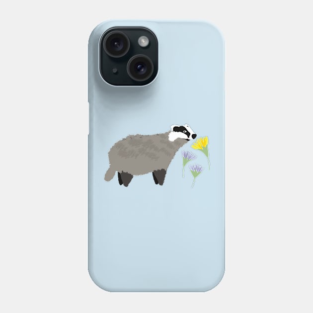 Badger and dandelions Phone Case by CTstudio