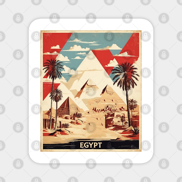 Egypt Pyramids of Giza Vintage Poster Tourism Magnet by TravelersGems