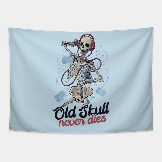 Old Skull Never Dies - Death Music Gift Tapestry by eduely