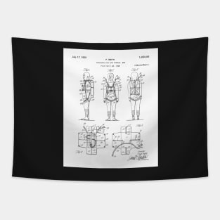 Parachute Pack Patent - Sky Diving Art - Black And White Tapestry