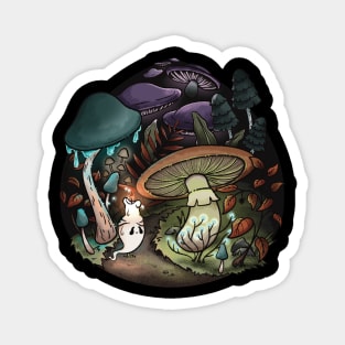 Illuminated Mushroom Forest Path Magnet