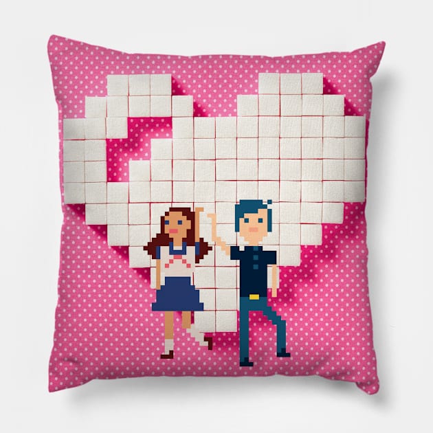 Couple Pixel Pillow by After Daylight Project