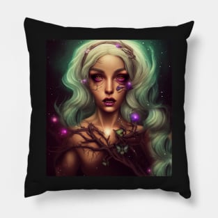 Women Wicca Art Witchy Artwork Beautiful Witch Girl 4 Pillow