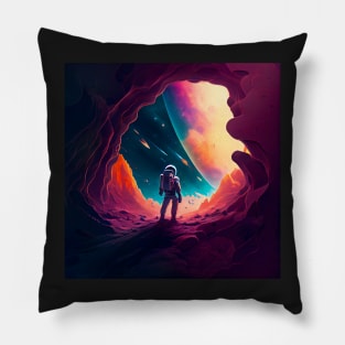 an astronaut peaks into another world Pillow