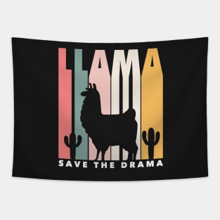 Save the Drama Funny Llama Retro Silhouette Funny Alpaca Tapestry