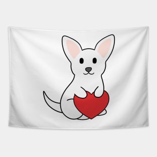 White Chihuahua Heart Tapestry