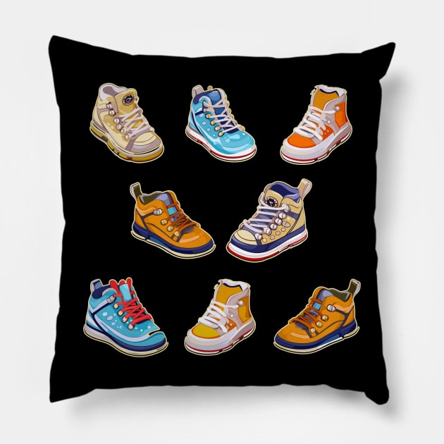 Funky Cute High Top Tennis Shoes Pillow by DanielLiamGill