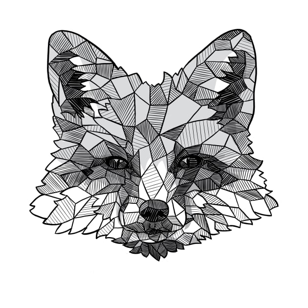 Fox Sketchy Geometric Art by polliadesign