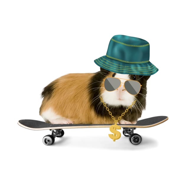 Funny Guinea pig on a skateboard by Katebi Designs