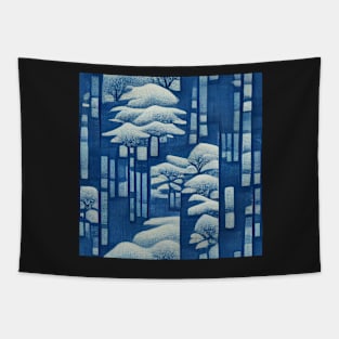 Winter Blues Chiyogami Pattern Tapestry