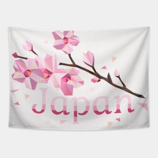 Geometric Japan - Sakura Cherry Blossoms on White Background Tapestry