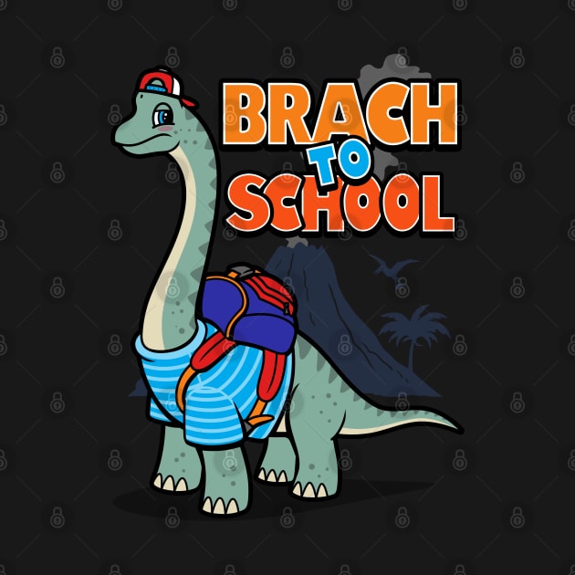 Cute Student Brachiosaurus Dinosaur Cartoon Gift For Dinosaur Lovers by BoggsNicolas