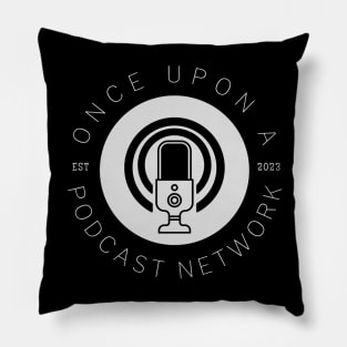 Once Upon a Podcast Network (White Text) Pillow