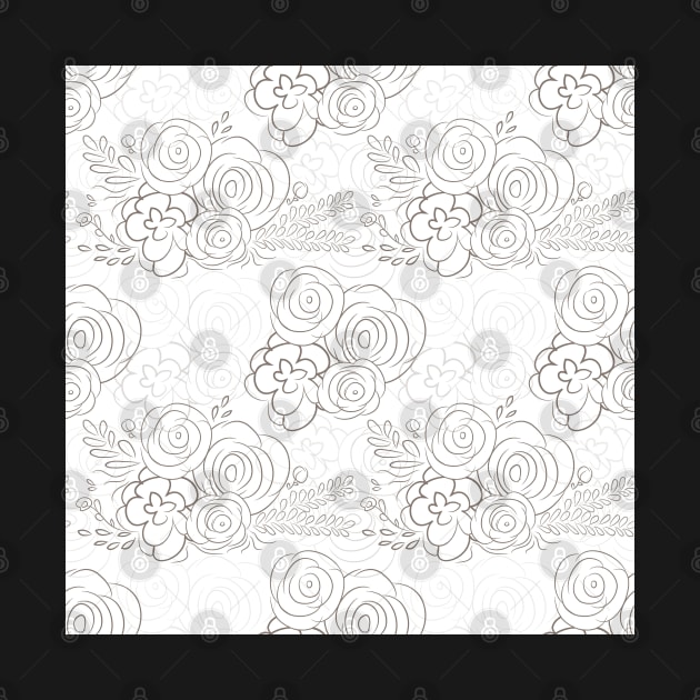 Hand drawn delicate decorative vintage seamless pattern with blossom flowers. Vector illustration by AnaMOMarques