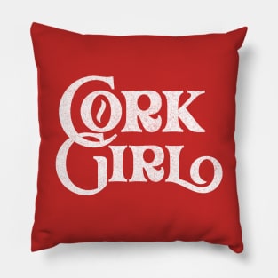 Cork Girl / Retro Style Typography Apparel Pillow