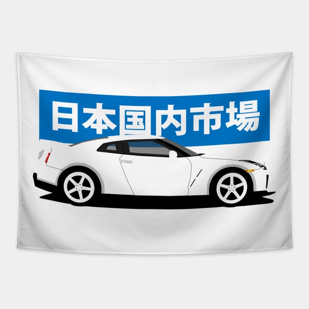 Nissan GTR r35 Side View Tapestry by Rebellion Store