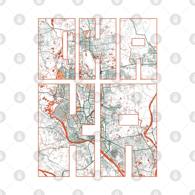 Dhaka, Bangladesh City Map Typography - Bohemian by deMAP Studio