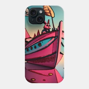 AI generated Rabbit with pink Iron boat Phone Case