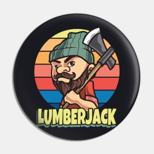 Lumberjack Cartoon vintage Design Pin