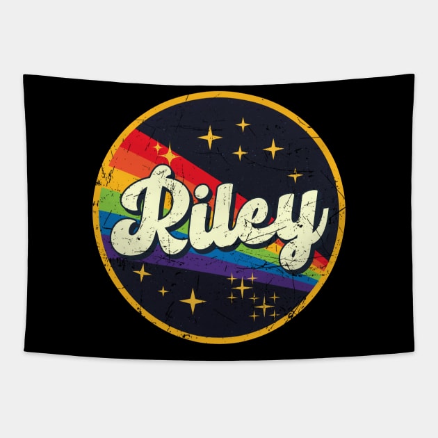 Riley // Rainbow In Space Vintage Grunge-Style Tapestry by LMW Art