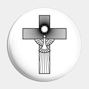 Christian cross and dove - a symbol of the Spirit Pin