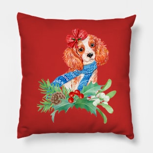 Christmas Cavalier King Charles Spaniel Pillow