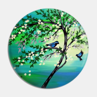Green and birds Pin