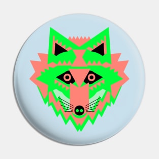 Neon Green Fox Face Pin