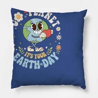 vintage Go Planet It's Your Earthday Pillow