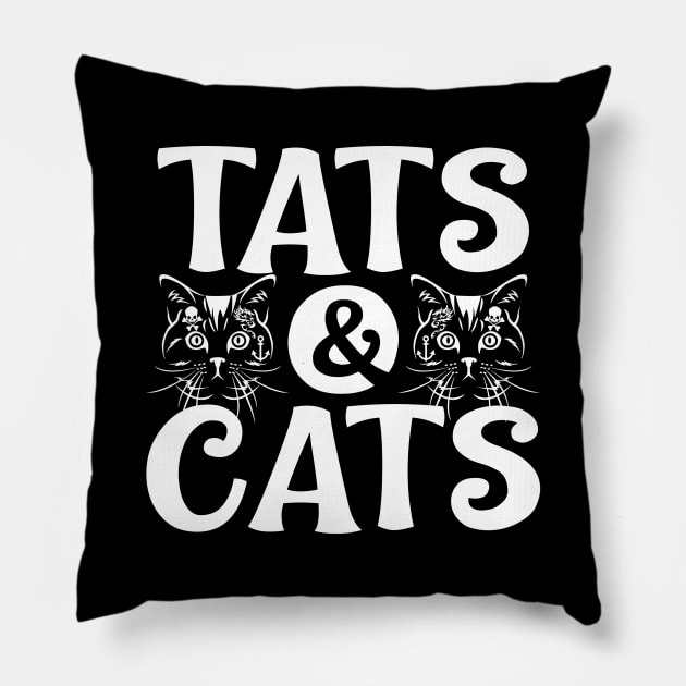 Tats and Cats for Cat Lovers and Tattoo Lovers Pillow by SoCoolDesigns