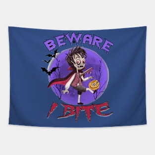 Beware I Bite Halloween Dracula Vampire Tapestry