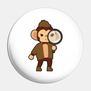 Monkey as Detective with Magnifying glass Pin