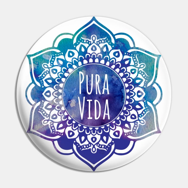 Pura Vida Watercolor Mandala Pin by aterkaderk