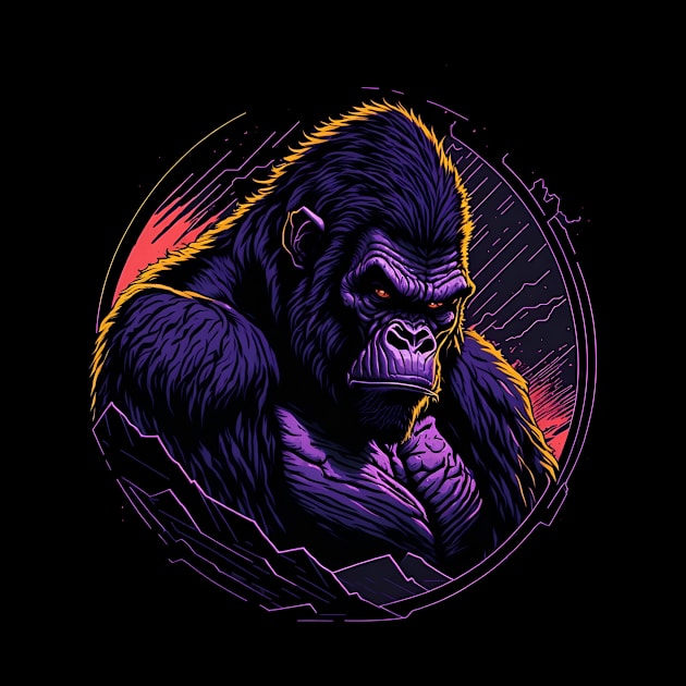 Purple Gorilla Surrounded By Mountain by Trip Tank