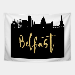 BELFAST NORTHERN IRELAND DESIGNER SILHOUETTE SKYLINE ART Tapestry