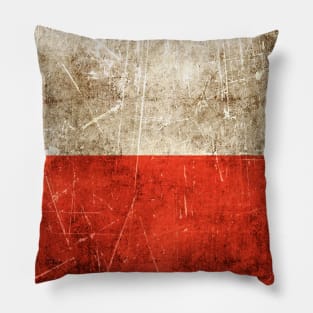 Vintage Aged and Scratched Polish Flag Pillow